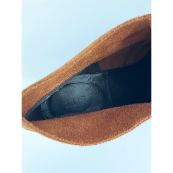 J Crew Size 8 Brown Suede Ankle Bootie Heels Lace Up Rubber Heels - Picture 8 of 10